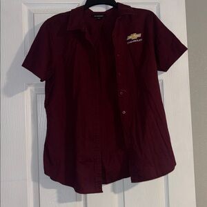 Port Authority Maroon Casual Button Down Shirt